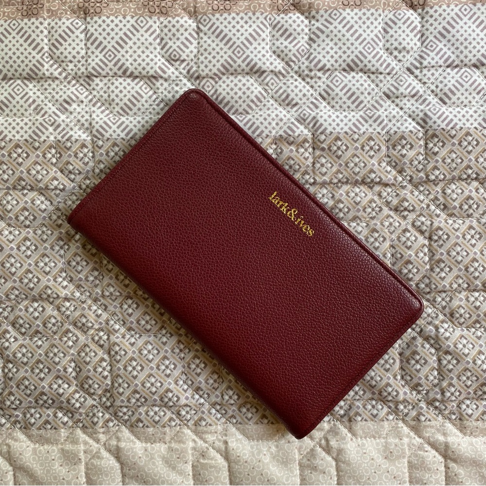 lark & ives Burgundy Vegan Leather Continental Snap Wallet